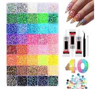 40 Colors Resin Jelly Rhinestones for Bedazzling, 3mm 32000 Pcs Flatback Gems for Crafting, Bedazzling Kit with 3Pcs Tool for Clothing Shoes Nail Book Diamond Art