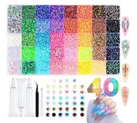 40 Colors Resin Jelly Rhinestones for Bedazzling, 3mm 32000 Pcs Flatback Gems for Crafting,Non-Hotfix Bedazzling Kit with 3Pcs B7000 Glue for Clothing Shoes Nail Book Diamond Art