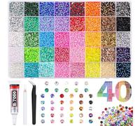 40 Colors Resin Jelly Rhinestones for Bedazzling, Multicolor 3mm 32000 Pcs Flatback Gems for Crafting, Bedazzling Kit with 3Pcs B7000 Glue for Clothing Shoes Nail Book Diamond Art (40Colors, 32000Pcs)