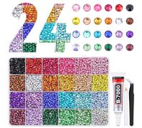 40 Colors Resin Jelly Rhinestones for Bedazzling, Multicolor 3mm 32000 Pcs Flatback Gems for Crafting, Bedazzling Kit with 3Pcs B7000 Glue for Clothing Shoes Nail Book Diamond Art (24Colors, 30000Pcs)