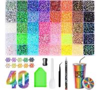 40 Colours 3 mm Jelly Rhinestones, 32000 Pieces Glitter Stones Bedazzler Kit for Nail Art Face Painting Costumes and Other DIY Creations