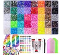 40 Colours Bedazzling Kit with Glue, 3mm Multicolor Flatback Rainbow Gems, 40000 Pcs Resin Jelly Rhinestones Bedazzling Kit with Tweezer and Pickup Pen for Crafting Clothes Shoes Nail Book Diamond Art