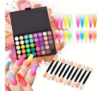40 Colours Nail Pigment Powder Palette with 10 Applicators | Rainbow Acrylic powder Makeup High Pigmentation Long Lasting - Women Home DIY Gradient Art Design Decoration