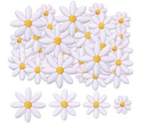 40 Daisy Iron Iron-On Patches Patch Mini Flower Hearts Stars Butterflies Embroidered Applique Sew Fabric Felt Transfers Clothes Bags Sequin Applique