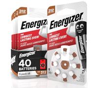 40 Energizer Acoustic Batteries for Hearing Aids Size 312 Brown - 5 Blister Packs of 8 Batteries
