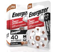 40 Energizer Acoustic Batteries for Hearing Aids Size 312 Brown with PowerSeal Technology - 5 Blister Packs of 8 Batteries
