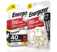 40 Energizer Hearing Aid Batteries Size 10 Yellow Mercury Free - 5 Packs of 8 Batteries