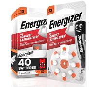 40 Energizer Hearing Aid Batteries Size 13 Orange Mercury-Free - 5 Packs of 8 Batteries
