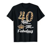 40 & Fabulous Leopard Print Cool Women’s 40th Birthday T-Shirt