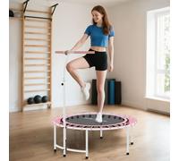SPORTNOW 40" Fitness Trampoline, Mini Rebounder Trampoline for Adults with 5-Level Adjustable Handle, Indoor Exercise Bungee Rebounder, Max Load 100KG, Pink