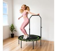 SPORTNOW 40'' Foldable Fitness Trampoline, Mini Trampoline Bungee Rebounder with 5-Level Adjustable Handle for Adults Indoor Outdoor Exercise, Green