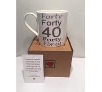 40 Forty Fine Bone China Birthday Mug in Gift Box - Handmade in Stoke on Trent, England