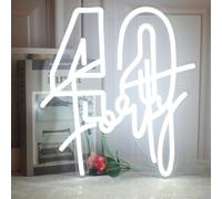 40 Forty Neon Sign 40th Birthday Neon Lights Decorations Anniversary LED Neon Light Sign for Home Wall Decor Personalized Gift Birthday Party Beauty Salon Decoration