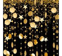 40 Ft Gold Twinkle Little Star Party Garlands, Reflective Star Paper Garland,Star Bunting Circle Garland Bunting Banner Decorations for Birthday Baby Shower Wedding Graduation Party