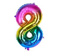 40" Giant Rainbow Helium Foil Number Balloons Self Inflating 0-9, Large Number 8 Balloon Gradient for Girls Boys Birthday Party Decorations/Anniversary Supplies - Number 8