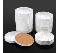 40 Glazed Ceramic Coasters with Cork Backing, 4 Inch Sublimation Blank, DIY Crafts, Circular, White by GNIEMCKIN