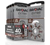 40 Hearing Aid Batteries 312 Rayovac Extra - 5 Blisters of 8 Batteries
