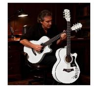 40 In Beginner Acoustic Classical Guitar, Adult Cutaway Acoustic Guitarras Starter Set Bundle With Padded Gig Bag, Strap, Capo, Strings, Picks(White)