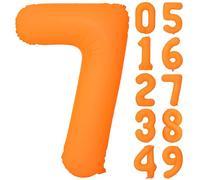40 IN Orange Birthday Number 7 Balloons Fluorescent Orange Balloon Helium Foil Balloons For Boys Girls Birthday Wedding Baby Shower Fluorescent Party Decorations Supplies 7