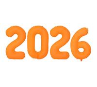 40 Inch 2026 Balloon Fluorescence Neon Orange Number 2026 balloon Large Mylar foil Senior 2026 balloon For 2026 new year eve party Anniversary Party Graduation Decorations Supplies