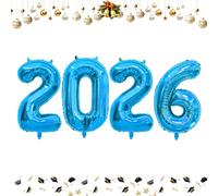 40 Inch 2026 Balloons Blue Foil Number Balloons for 2026 New Year Festival Celebration or Birthday Party Supplies Decorations,New Years Balloon 2026, New Years Eve Balloon
