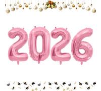 40 Inch 2026 Balloons Pink Foil Number Balloons for 2026 New Year Festival Celebration or Birthday Party Supplies Decorations,New Years Balloon 2026, New Years Eve Balloon