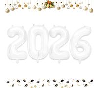 40 Inch 2026 Balloons White Foil Number Balloons for 2026 New Year Festival Celebration or Birthday Party Supplies Decorations,New Years Balloon 2026, New Years Eve Balloon