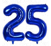 40 Inch 25 Number Navy Blue Balloons - Self Inflating, Large Foil Mylar Helium Digit Balloons for Birthday Party Anniversary Supplies Decorations