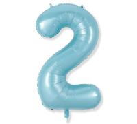 40 Inch 2nd Birthday Number Balloon, Baby Blue Foil Giant Self Inflating Balloons, Light Blue Helium Number Balloons for Boys Kids Happy 21st Birthday Party Anniversary Party Decoration Supplies