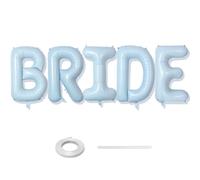 40 Inch Baby Blue BRIDE Balloons, Large Light Pastel Bride Foil Helium Balloon Banner for Last Toast On the Coast Bachelorette Something Blue Before I Do Bridal Shower Bride To Be Party Decorations