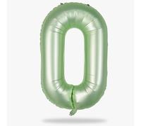 40 Inch Balloon Number 0 Sage Green, Large Foil Olive Green Number Balloons Set 0-9, Digital 0 Helium Balloons for Boys Girls 10th 20th Birthday Anniversary Jungle Safari Party Decoration Supplies