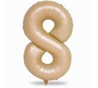 40 Inch Balloon Number 8 Nude, Large Apricot Foil Number Balloons Set 0-9, Neutral Digital 8 Helium Balloons for Girls Boys Men Women 8th 18th 80th Birthday Anniversary Graduation Party Decoration