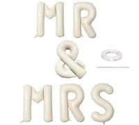 40 Inch Beige MR & MRS Balloons for Wedding Decor, Large Cream Mr and Mrs Foil Balloon Letter, Ivory White Sand Mr to Mrs Banner Sign for Bride Groom Engagement Couple Sweetheart Party Decorations