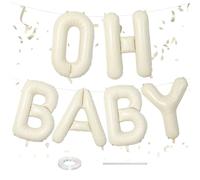 40 Inch Beige OH BABY Letter Balloons,Large Cream White Netrual Foil Balloons for Gender Reveal Boho Baby Shower Decorations,Oh Baby Sign for Backdrop Engagement Wedding Birthday Party Decorations