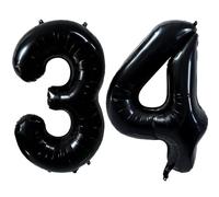 40 Inch Black 34 Balloons Large Black 34 Number Balloon 34th Birthday Balloon Black Birthday Party Decorations Wedding Anniversary Party Supplies (Number 34 or 43)