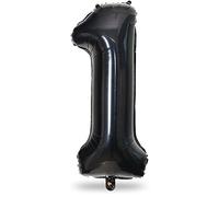 40 Inch Black Foil Balloon Number 1, Giant Self Inflating Number Balloons 0-9 Digital Helium Balloons Set for Girls Boys 1st Birthday Anniversary New Year's Eve Baby Shower Party Decorations Supplies