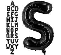 40 Inch Black Letter S Balloons, DIY Phrase Foil Alphabet Letter S Balloons DIY Word S Banner for Birthday Anniversary Celebration Graduation Party Supplies Decoration