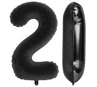 40 Inch Black Number 2 Balloon, Large Foil Number Balloons for 2nd 21st Birthday Decorations Boys Girls, Big Flocked Matte Texture Velvet Balloon Two for Party Decorations