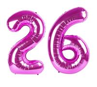 40 Inch Black Number 26 Balloon Rose Purple Number 26 Balloon 40 Inch, 26th Birthday Party Decorations for Boy or Girl Huge Mylar Anniversary Party Supplies