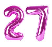40 Inch Black Number 27 Balloon Rose Purple Number 27 Balloon 40 Inch, 27th Birthday Party Decorations for Boy or Girl Huge Mylar Anniversary Party Supplies