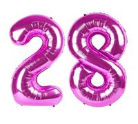 40 Inch Black Number 28 Balloon Rose Purple Number 28 Balloon 40 Inch, 28th Birthday Party Decorations for Boy or Girl Huge Mylar Anniversary Party Supplies
