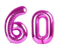 40 Inch Black Number 60 Balloon Rose Purple Number 60 Balloon 40 Inch, 60th Birthday Party Decorations for Boy or Girl Huge Mylar Anniversary Party Supplies