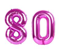 40 Inch Black Number 80 Balloon Rose Purple Number 80 Balloon 40 Inch, 80th Birthday Party Decorations for Boy or Girl Huge Mylar Anniversary Party Supplies