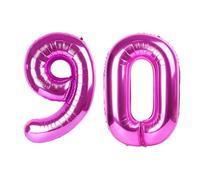 40 Inch Black Number 90 Balloon Rose Purple Number 90 Balloon 40 Inch, 90th Birthday Party Decorations for Boy or Girl Huge Mylar Anniversary Party Supplies