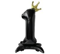 40 Inch Black Number Balloons with Base, Large Giant Jumbo Mylar Foil Helium Balloon Foil Mylar Big Number 1 Balloon for Birthday Party Photo Shoot