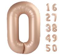 40 Inch Caramel Balloon Number 0 Balloon, Jumbo Mylar Foil Helium Balloon for 10 20 30 40 50 60 70 80 90 100 2025 Birthday Digital Balloons for Birthday Party,Wedding Anniversary Party Decorations