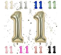 40 Inch Champage Gold 11 Number Balloons, Light Gold 1 & 1 Foil Large Balloons,11 Big Digit Number Balloon for Girls Boys 10th Birthday Anniversary Decorations Graduation Party Supplies