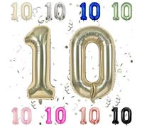40 Inch Champage Gold Number Balloons, Light Gold 1 & 0 Foil Large Balloons,10 Big Digit Number Balloon for Girls Boys 10th Birthday Anniversary Decorations Graduation Party Supplies