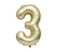 40 Inch Champagne Gold Number 3 Balloon for 3rd Birthday Decoration, Large Self Inflating Light Golden Mylar Foil Digit Helium Balloons for Boys Girls Women Men Anniversary Party Supplies