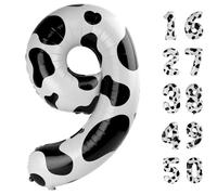 40 Inch Cow Print Balloon Number 9,Jumbo Mylar Foil Helium Balloon for 9 19th 29th 39th 90th 99th Digital Balloons for Birthday Party,Wedding Anniversary Party Decorations
